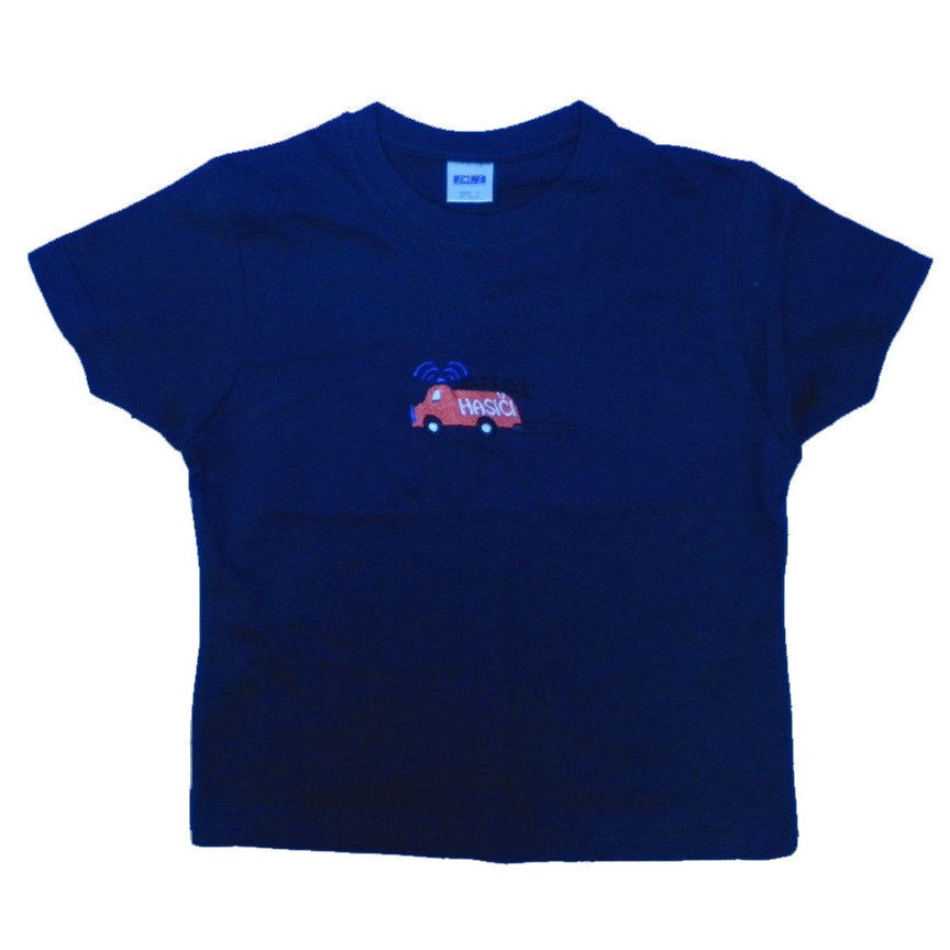 Tričko dětské s autíčkem hasiči (tmavě modrá)