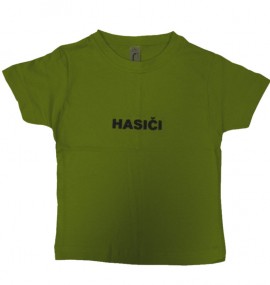 Tričko dětské s černou výšivkou hasiči (zelená)