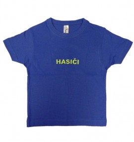 Tričko dětské se zelenou výšivkou hasiči (modrá)
