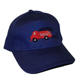 Dětská čepice s autíčkem HASIČI (královská modrá)